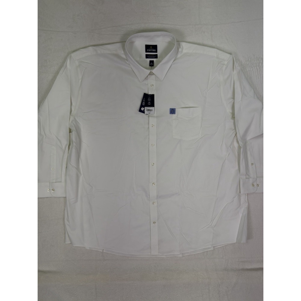 New Stafford Shirt Mens 4XL 20-21 White Sweat Repel Dobby Collared Long Sleeve